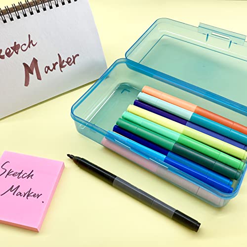 Ykimok Large Capacity Clear Pencil Box, Pencil Case, Plastic Pencil Boxes, Stackable Design, Supply Boxes for School Classroom,1 Pack (Blue) - Image 5
