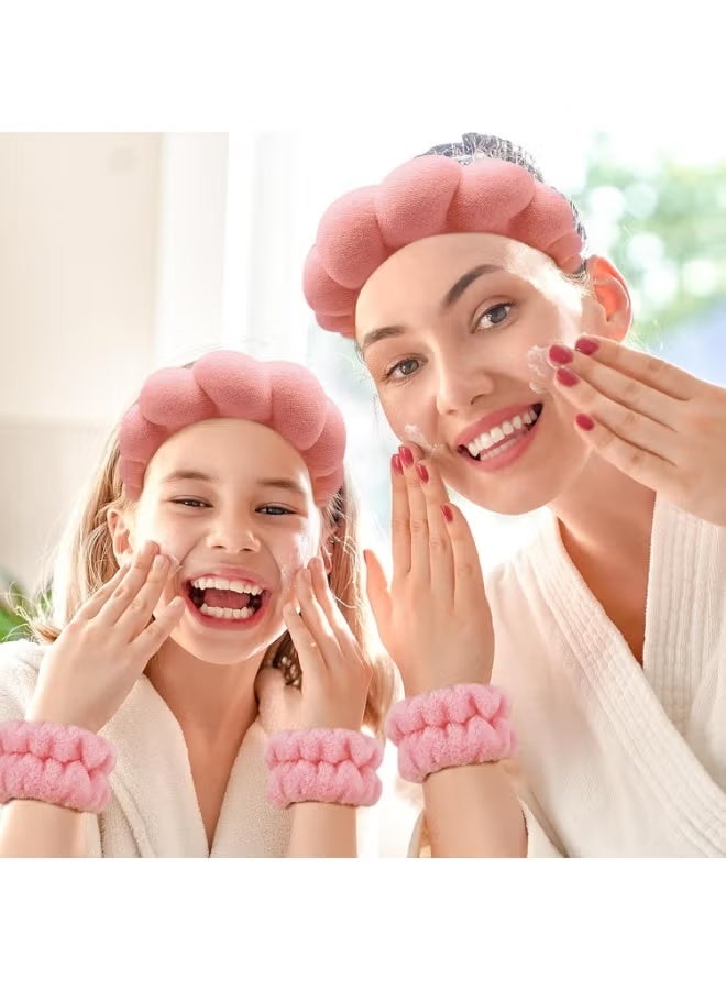 Spa Headband and Wristband Set, Terry Cloth Soft Puffy Hairband with Non-Slip Design for Facial Cleansing and Skincare - Image 4