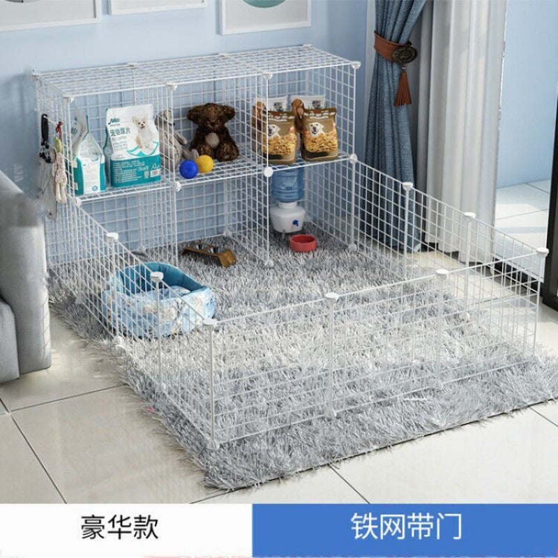 Cat Cage Diy Indoor Wrought Iron Pet Cage Iron Mesh Fence Two-Story Small Cat House Puppy Kennel With Storage Rack - Image 4