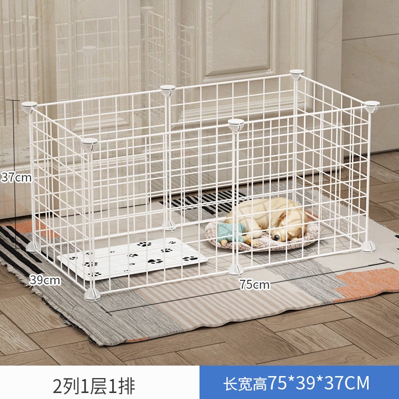Cat Cage Diy Indoor Wrought Iron Pet Cage Iron Mesh Fence Two-Story Small Cat House Puppy Kennel With Storage Rack - Image 1