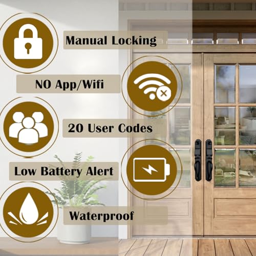 HISAFE Keyless Entry Door Lock with Handle Set Electronic Smart Exterior Door Handleset with Keypad Right Hand - Image 3