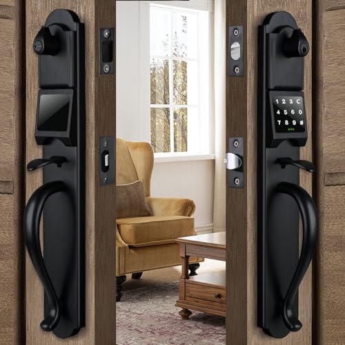 HISAFE Keyless Entry Door Lock with Handle Set Electronic Smart Exterior Door Handleset with Keypad Right Hand - Image 1