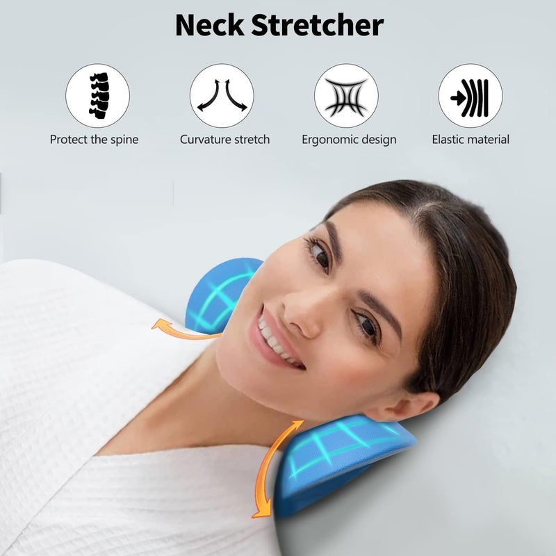 DOLTAS Neck and Shoulder Relaxer for Tmj Pain Relief and Cervical Traction Device for Spine Alignment | Neck Stretcher Chiropractic Pillow for Neck Pain Relief (Blue) - Image 2