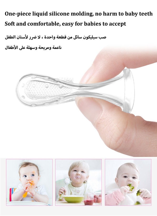 آيسيورا 5 قطع مجموعة إبهام الطفل فرشاة أسنان الطفل سيليكون اللاتكس فرشاة أسنان تنظيف أسنان الطفل فرشاة سيليكون طلاء لسان الطفل فرشاة تنظيف فرشاة أسنان الإصبع (شفاف + صندوق أزرق)  - Image 4
