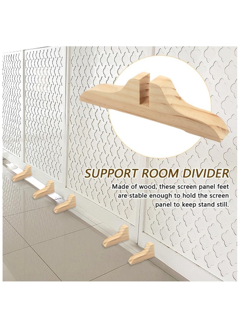 NANAO حامل فاصل غرف 4 قطع قابل للطي، حامل فاصل غرف خشبي مع براغي، حامل شاشة خصوصية قابل للطي، أقدام حامل شاشة الغرفة للتقسيم في الفندق أو المنزل أو المكتب (خشب) - Image 4
