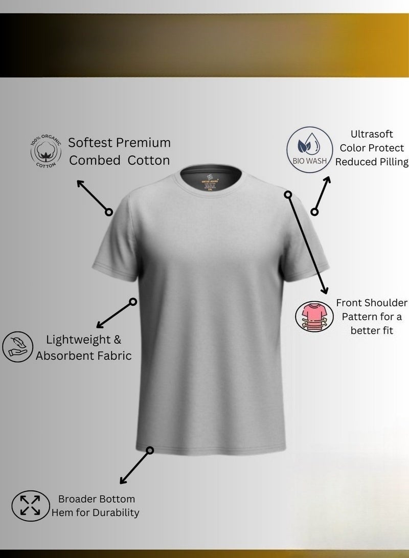2 Pack Premium Men's T-Shirt 100% Organic Cotton Super Combed Biowash Crew Neck Soft Breathable 180 GSM - Image 4
