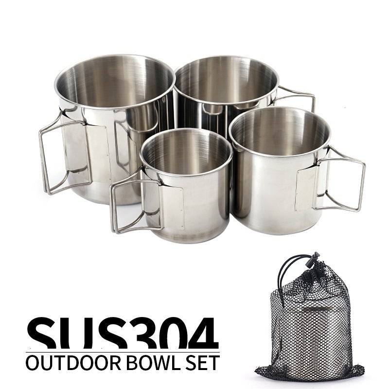 Generic Stainless Steel Camping Tableware 4-Piece Set White [304 stainless steel]]