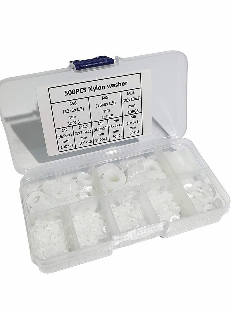 Nylon Washer, Flat washer Plastic flat washer Flat gasket Round spacer washers Seal ring Spacer washer Washer round glat，for Industrial Fixings 500 Pcs - Image 1