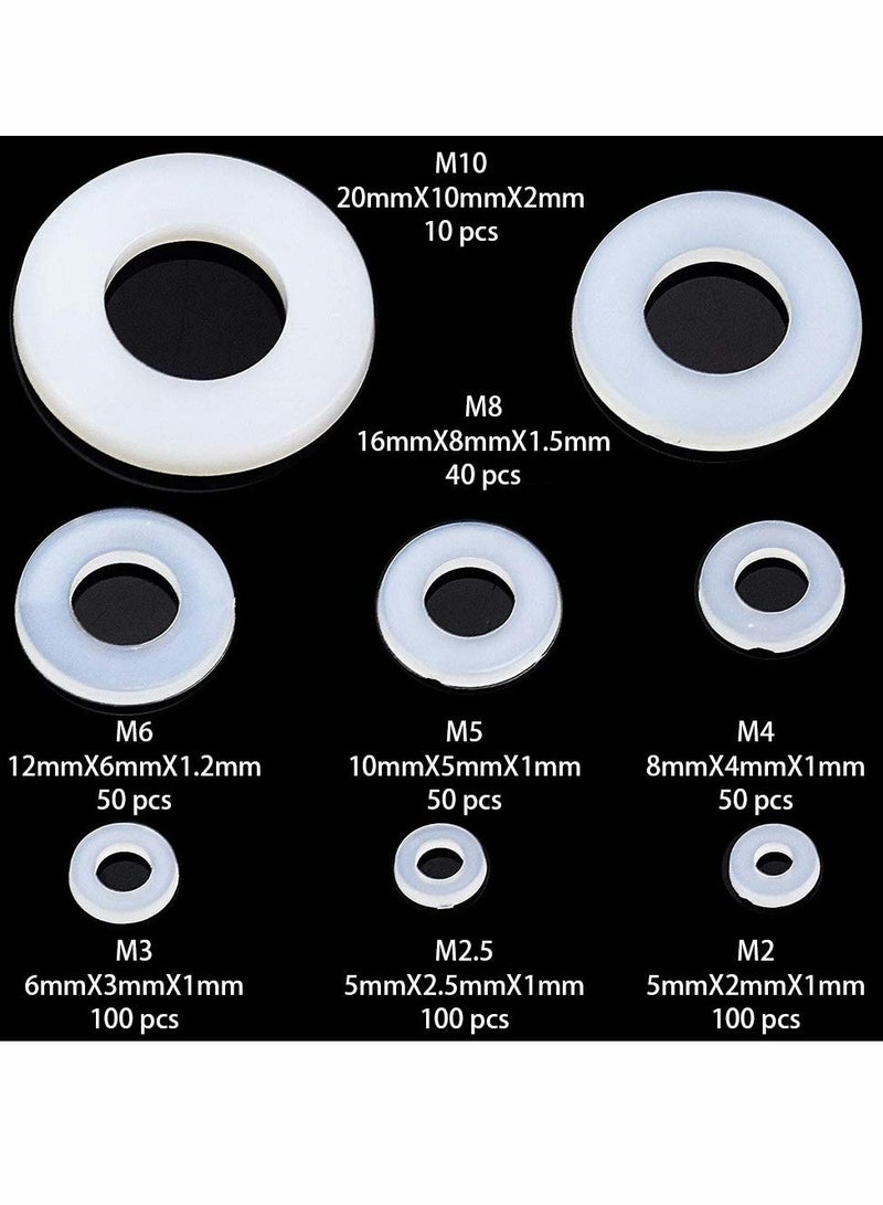 Nylon Washer, Flat washer Plastic flat washer Flat gasket Round spacer washers Seal ring Spacer washer Washer round glat，for Industrial Fixings 500 Pcs - Image 2
