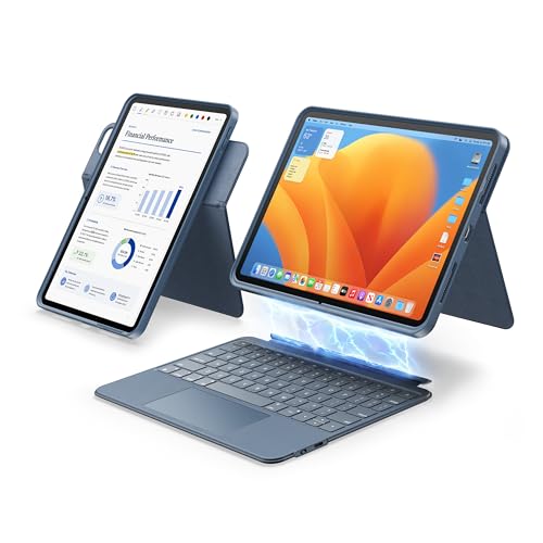 HOU 360 Rotating Detachable Keyboard Case for iPad A16 1110155 Adjustable Stand Apple PencilStylus Slot MultiTouch Trackpad 7 Colors Backlit Full Protection Cover US English Layout - Image 1