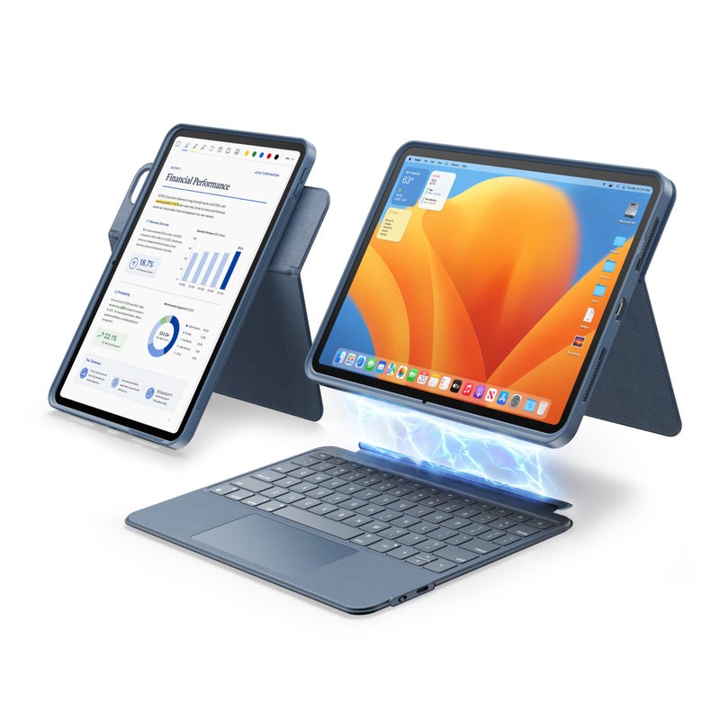 HOU 360 Rotating Detachable Keyboard Case for iPad A16 1110155 Adjustable Stand Apple PencilStylus Slot MultiTouch Trackpad 7 Colors Backlit Full Protection Cover US English Layout - Image 2