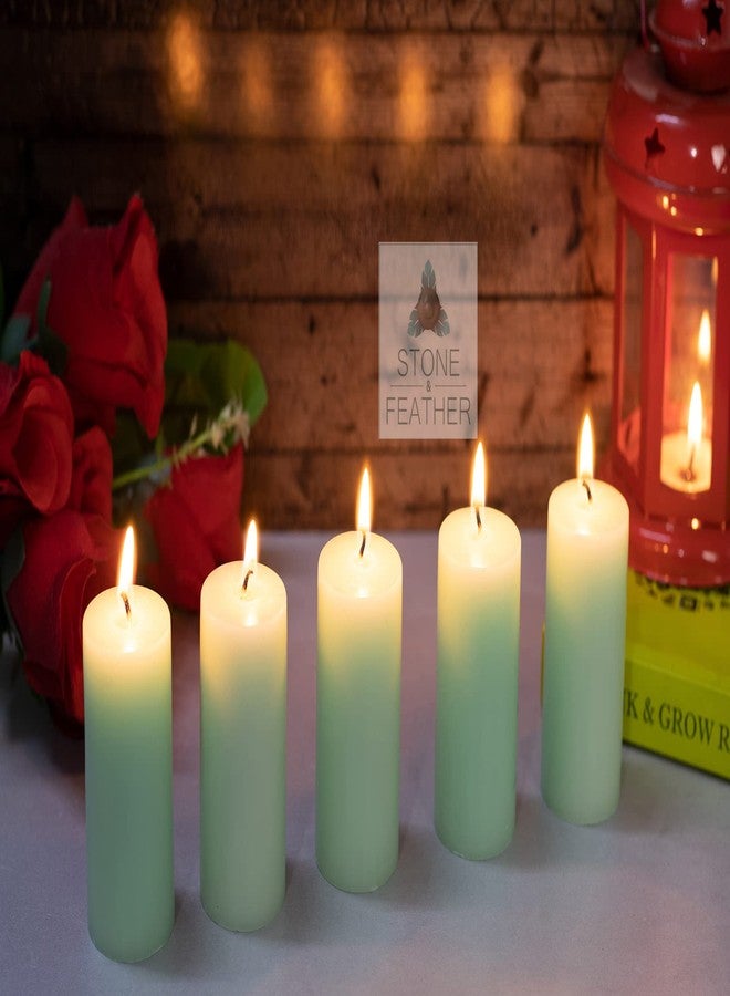 Stone & Feather Combo Pack Lemon Grass & Ocean Breeze Scented Pillar Candles, Pack of 5, Burning Time- 10-12 Hours, for Home Decoration, Diwali, Christmas, Wedding, Anniversary - Image 3