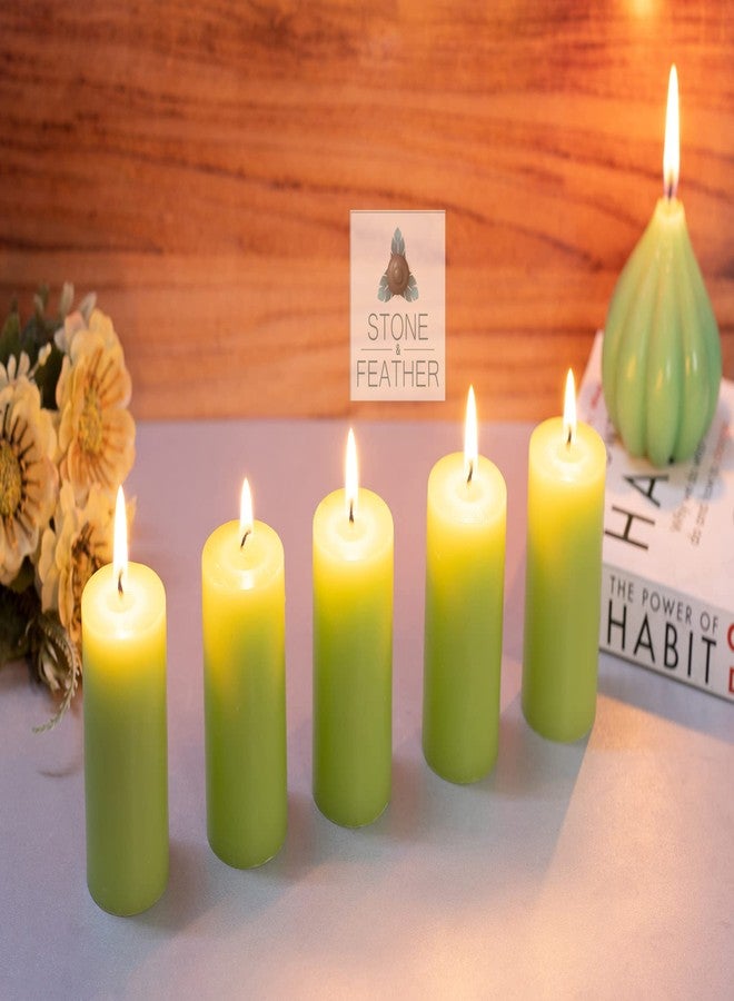 Stone & Feather Combo Pack Lemon Grass & Ocean Breeze Scented Pillar Candles, Pack of 5, Burning Time- 10-12 Hours, for Home Decoration, Diwali, Christmas, Wedding, Anniversary - Image 2