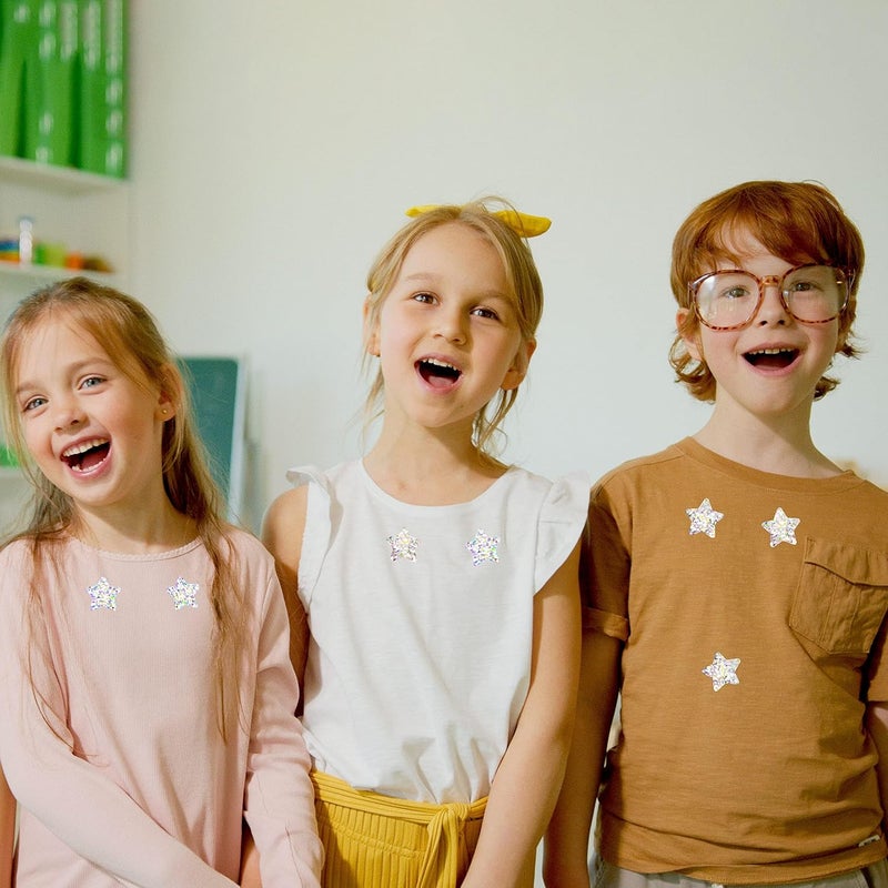 جيه زد اس 500 قطعة من ملصقات النجوم اللامعة المجسمة، ملصقات معدنية فضية ذاتية اللصق، ملصقات نجوم لامعة عاكسة، ملصقات مخطط سلوك المكافآت للأطفال والطلاب والمعلمين (فضي) - Image 5