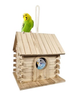 MAJIBAO Birds House, Hanging Wooden, Home Design, Rope Hanging, Small And Medium Size Birds, Strong, Durable & Reliable, Breeding, Nesting, Access Through The Hole, Wooden, 18 Cm Height  - Image 1