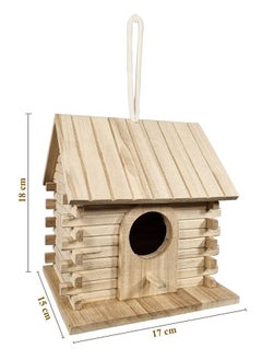 MAJIBAO Birds House, Hanging Wooden, Home Design, Rope Hanging, Small And Medium Size Birds, Strong, Durable & Reliable, Breeding, Nesting, Access Through The Hole, Wooden, 18 Cm Height  - Image 4