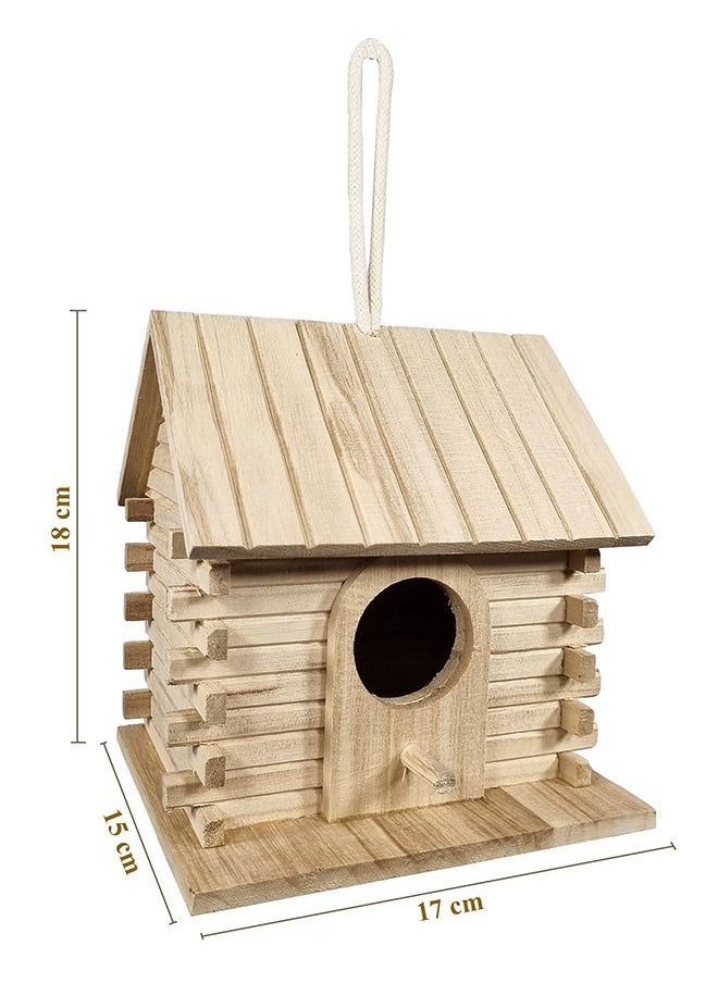 MAJIBAO Birds House, Hanging Wooden, Home Design, Rope Hanging, Small And Medium Size Birds, Strong, Durable & Reliable, Breeding, Nesting, Access Through The Hole, Wooden, 18 Cm Height  - Image 4