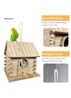 MAJIBAO Birds House, Hanging Wooden, Home Design, Rope Hanging, Small And Medium Size Birds, Strong, Durable & Reliable, Breeding, Nesting, Access Through The Hole, Wooden, 18 Cm Height  - Image 3