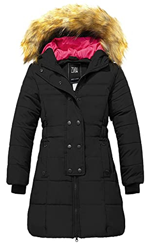 ZSHOW Girls' Waterproof Winter Coat Warm Long Puffer Jacket Hooded Parka(Black,10-12) - Image 1