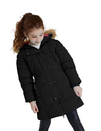 ZSHOW Girls' Waterproof Winter Coat Warm Long Puffer Jacket Hooded Parka(Black,10-12) - Image 2