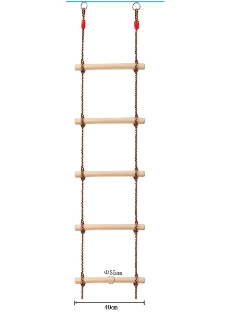 RBWTOYS Wooden Climbing Rope Ladder for Kids, Climbing Ladder for Swing Set, Hanging Rope Ladder with 1 Strap, Great for Play Set, Outdoor, Tree House, Playground, Ninja Slackline - Image 2
