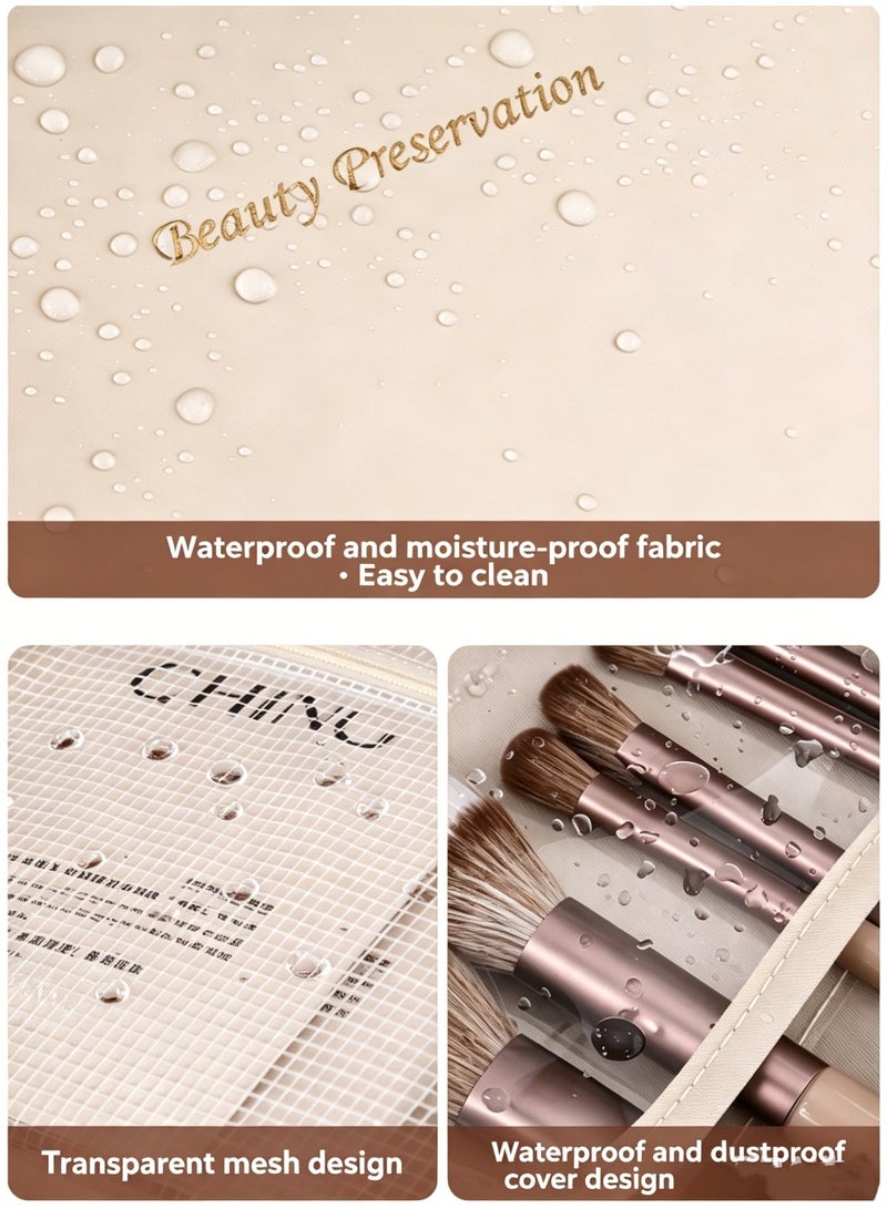 Woofixer Travel Waterproof Makeup Bag, Cosmetic Organizer with Dividers & Brush Compartments, Portable Toiletry Case for Women & Girls - Image 4