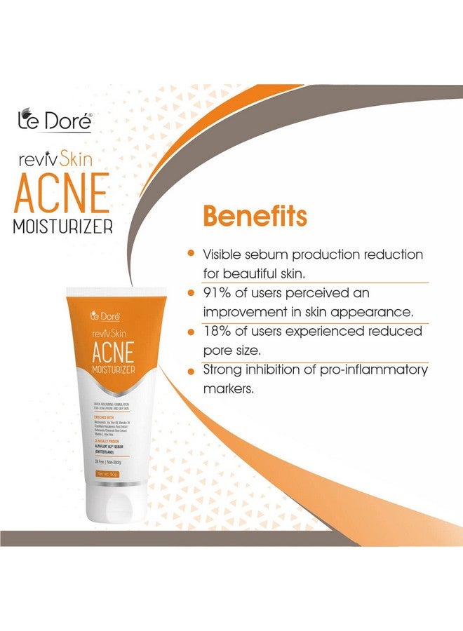 Le Dore Revivskin Acne Moisturizer Gel Enriched With Niacinamide Vitamin E Aloe Vera And Clinically Proven Natural Actives | For Acne Prone And Oily Skin (50 Gm) - Image 3