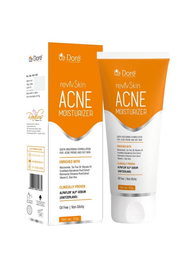 Le Dore Revivskin Acne Moisturizer Gel Enriched With Niacinamide Vitamin E Aloe Vera And Clinically Proven Natural Actives | For Acne Prone And Oily Skin (50 Gm) - Image 1