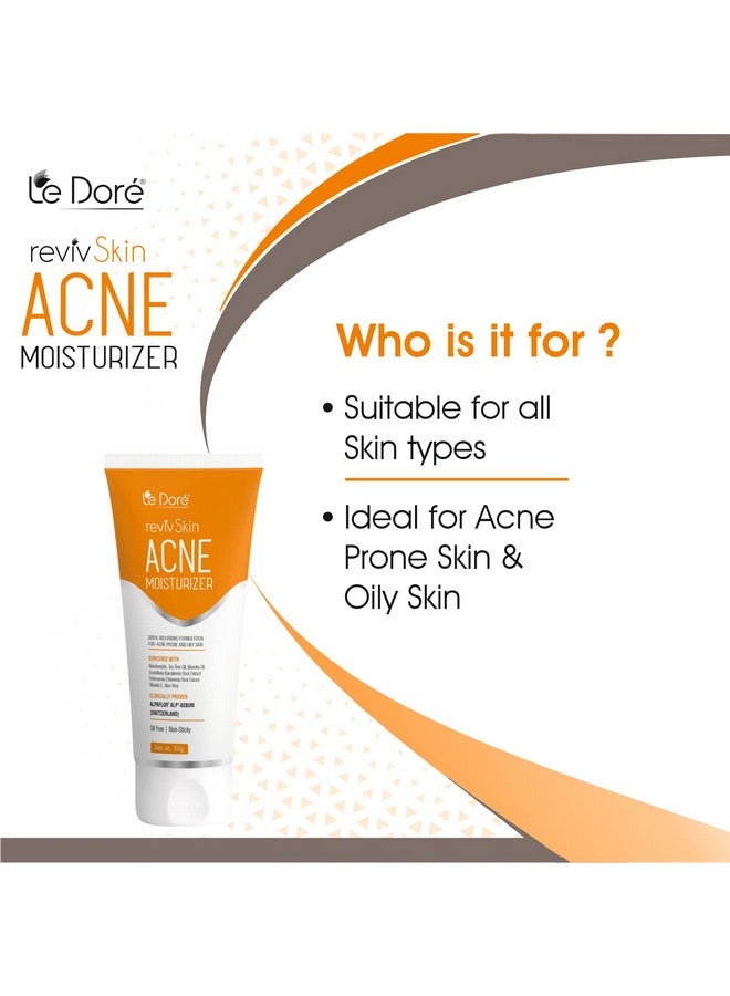 Le Dore Revivskin Acne Moisturizer Gel Enriched With Niacinamide Vitamin E Aloe Vera And Clinically Proven Natural Actives | For Acne Prone And Oily Skin (50 Gm) - Image 5