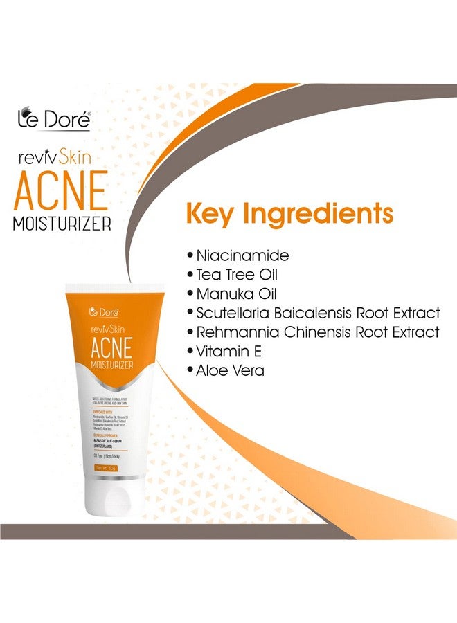 Le Dore Revivskin Acne Moisturizer Gel Enriched With Niacinamide Vitamin E Aloe Vera And Clinically Proven Natural Actives | For Acne Prone And Oily Skin (50 Gm) - Image 4