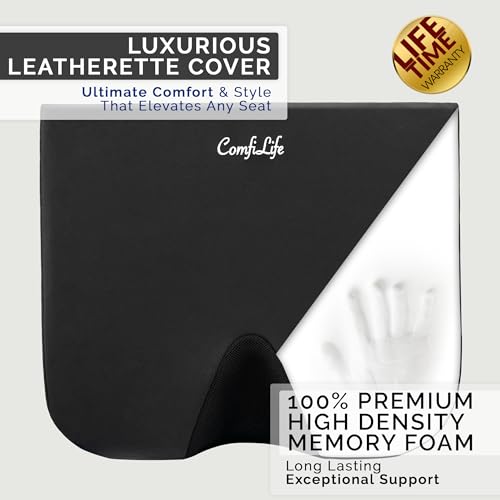ComfiLife Car Seat Cushion – Premium Wedge Memory Foam Car Cushions for Driving – Seat Cushion for Car – Back & Sciatica Pain Relief for Long Drives – Comfort for Driver, Office, Truck Seat (Beige) - Image 3