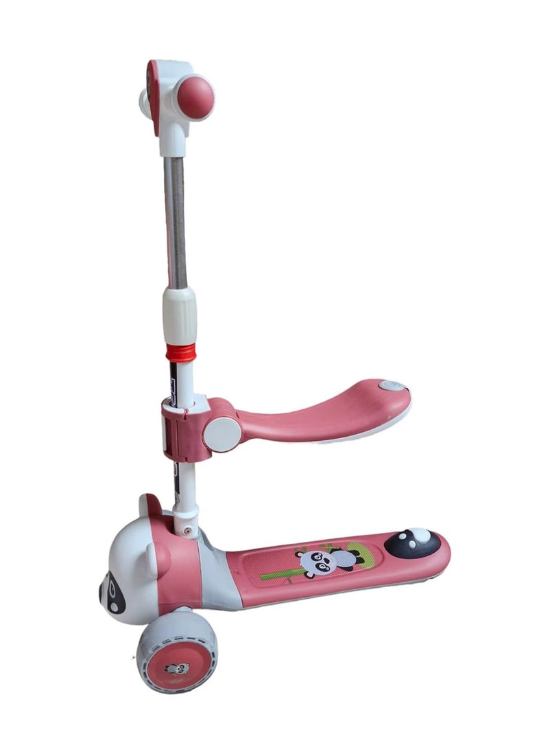 Lovely Baby - Lovely Baby Kick Scooter TG 633S for Kids Ages 3-8 Foldable Seat - 3 Wheel Scooter and Adjustble Height - Pink - Image 1
