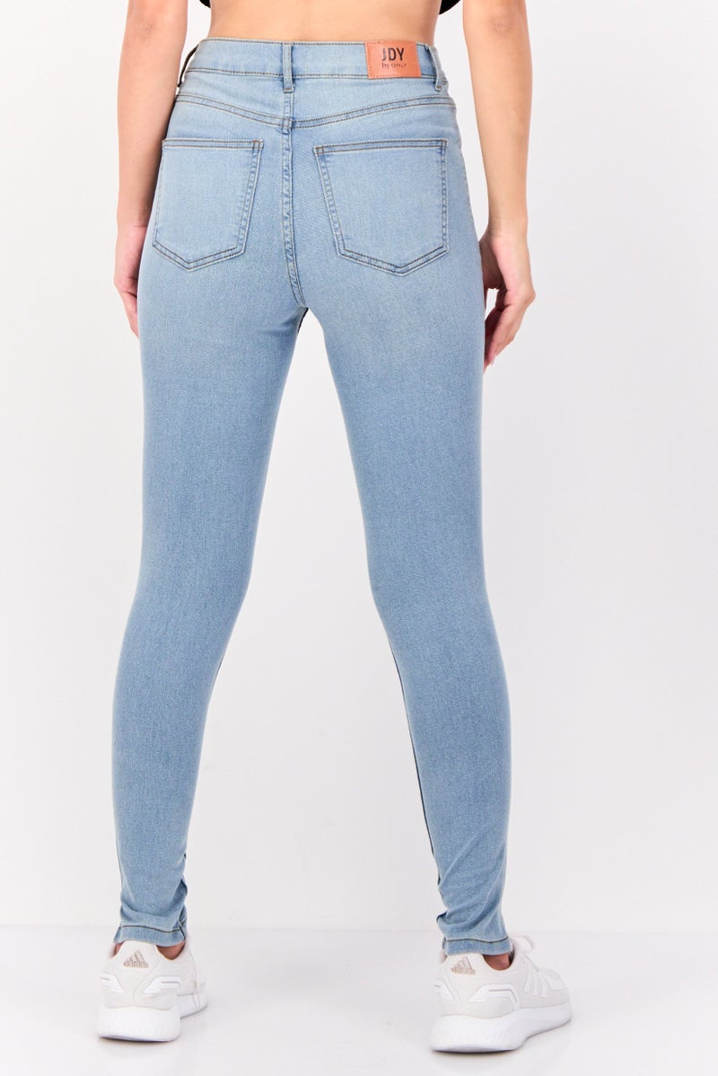 ONLY Jdy By Only Women Regular Fit Washed Stretchable Jeans, Light Blue  - Image 3