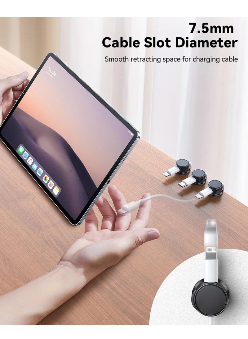 T NEWFUN 6 Pack Magnetic Cable Clips 【Cable Smooth Adjustable】 Cord Holder, Under Desk Cable Management, Adhesive Wire Holder Keeper Organizer (Black) - Image 4