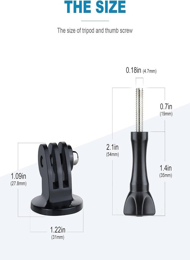 Action Pro Tripod Mount Adapter with Thumb Screw Compatible with GoPro Hero 13/12/11/10/9/8/7/6/5/4, SJCAM, Akaso, DJI Osmo, Insta360 Action Cameras (Pack of 2) - Image 3