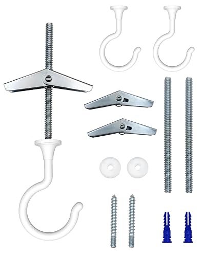 NACETURE 2 Pack Large Swag Ceiling Hooks for Hanging Plants - Heavy Duty Ceiling Hangers, Chandelier Hook Ceiling Installation for Cavity Wall Fixing (White 2 Pack) - Image 1