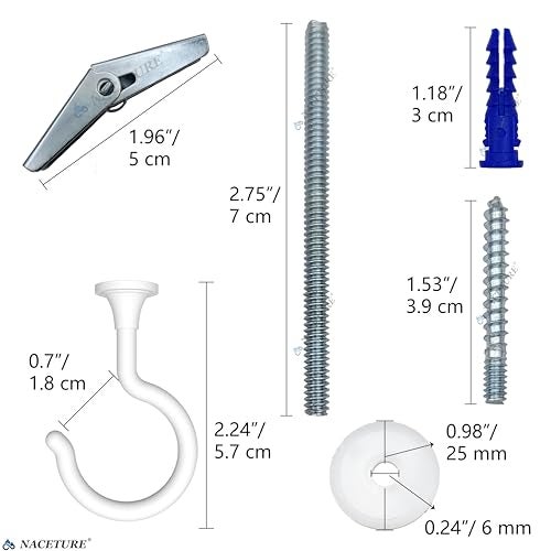 NACETURE 2 Pack Large Swag Ceiling Hooks for Hanging Plants - Heavy Duty Ceiling Hangers, Chandelier Hook Ceiling Installation for Cavity Wall Fixing (White 2 Pack) - Image 5