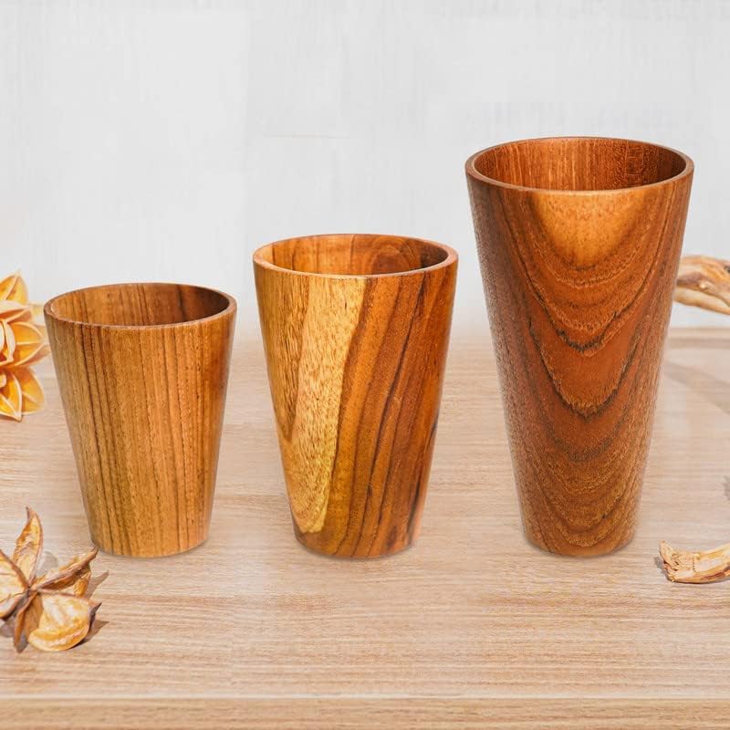 Rainforest Bowls Set of 2 Tall Straight Sided Javanese Teak Wood Cup 350ml 12 oz Great for TeaCoffeeMilk Hot  Cold Drinks UltraDurable Premium Wooden Cup Handcrafted by Indonesian Artisans  - Image 5