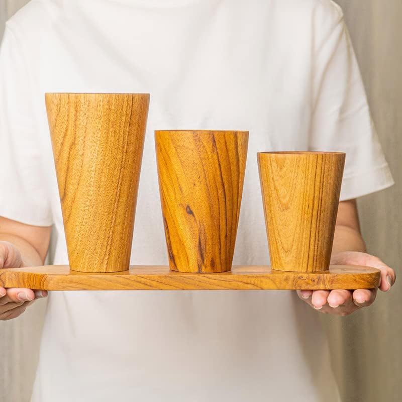 Rainforest Bowls Set of 2 Tall Straight Sided Javanese Teak Wood Cup 350ml 12 oz Great for TeaCoffeeMilk Hot  Cold Drinks UltraDurable Premium Wooden Cup Handcrafted by Indonesian Artisans  - Image 4