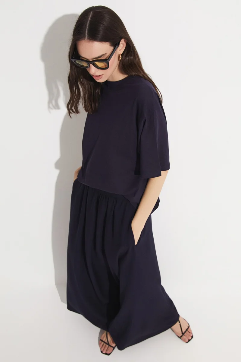 JUNE Elastic Waist Maxi 100% Viscose Skirt