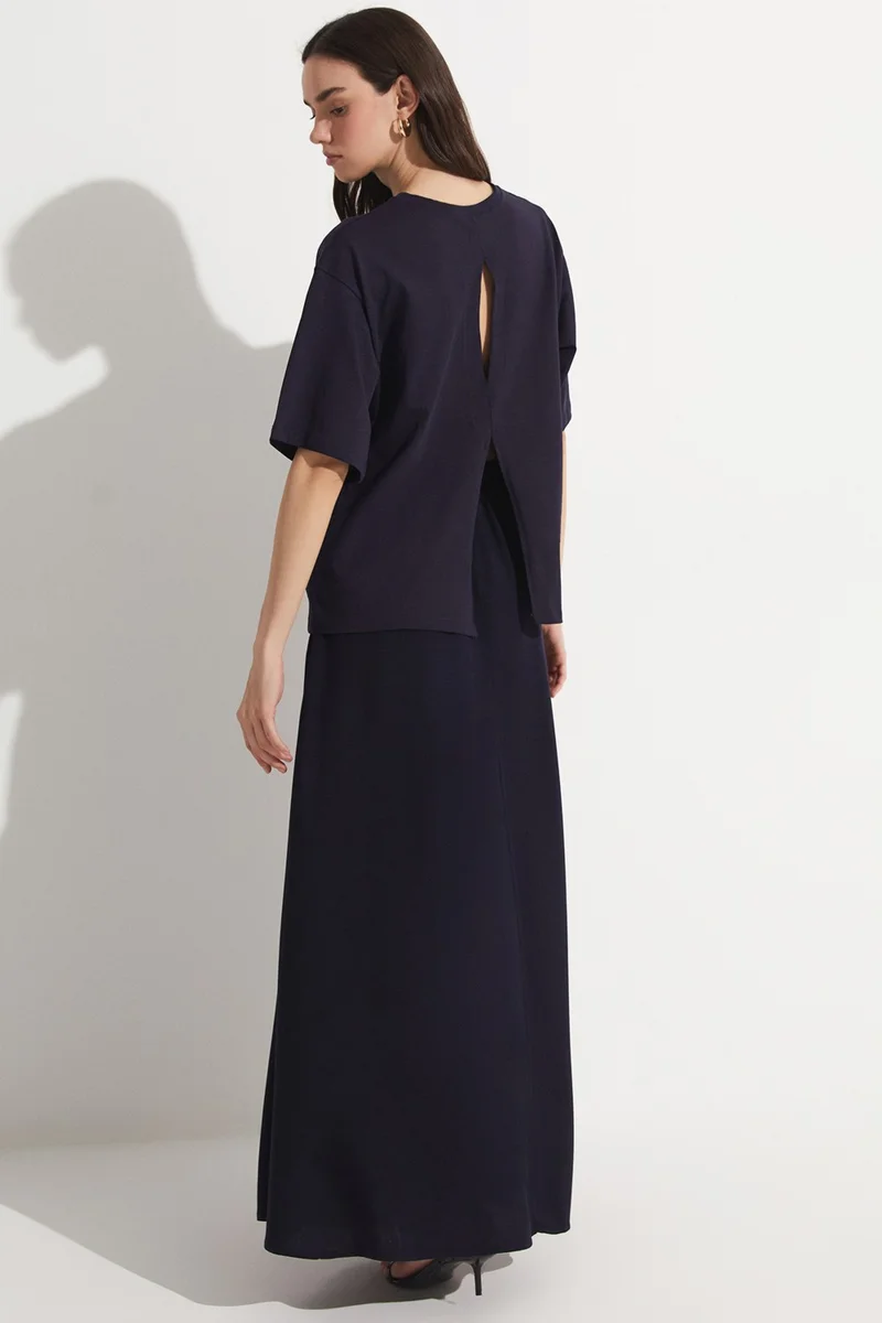 JUNE Elastic Waist Maxi 100% Viscose Skirt