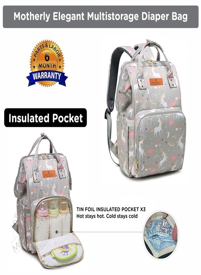 Motherly Elegant Diaper Bag for Mothers for Travel, Maternity Bag for Newborn Baby, Mothers Travelling Bag, Multipocket Water Resistant Baby Bag, Hospital Bag for Moms with Warranty (Unicorn Gray) - Image 2