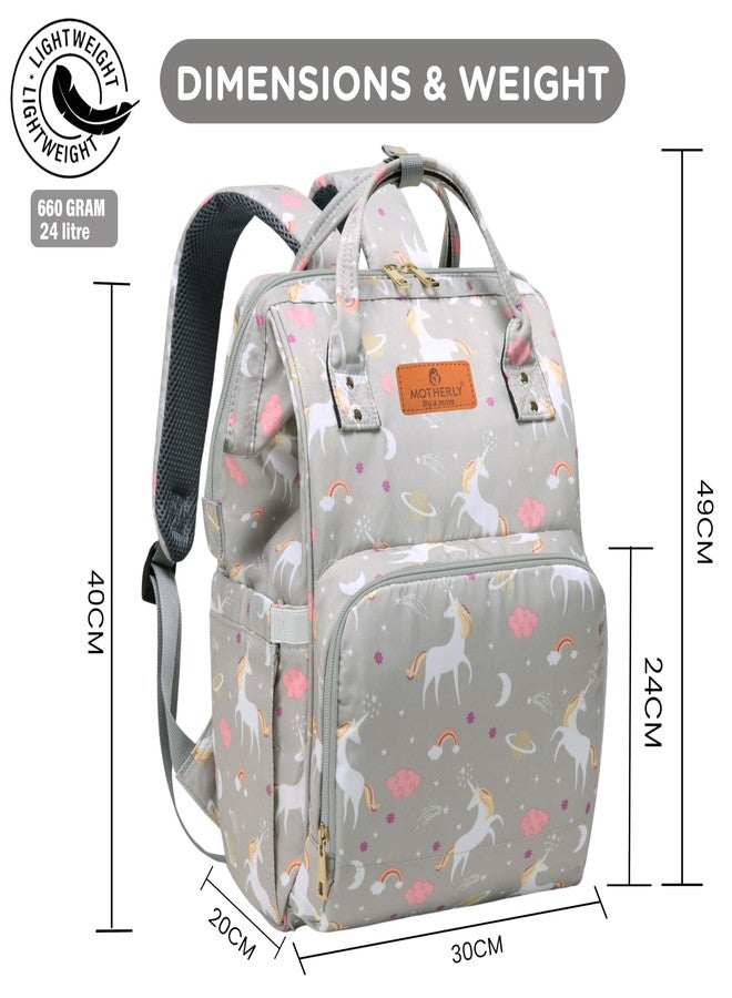 Motherly Elegant Diaper Bag for Mothers for Travel, Maternity Bag for Newborn Baby, Mothers Travelling Bag, Multipocket Water Resistant Baby Bag, Hospital Bag for Moms with Warranty (Unicorn Gray) - Image 4