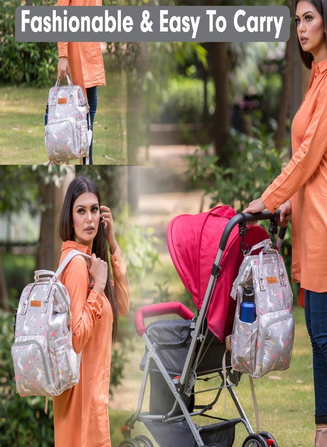 Motherly Elegant Diaper Bag for Mothers for Travel, Maternity Bag for Newborn Baby, Mothers Travelling Bag, Multipocket Water Resistant Baby Bag, Hospital Bag for Moms with Warranty (Unicorn Gray) - Image 5