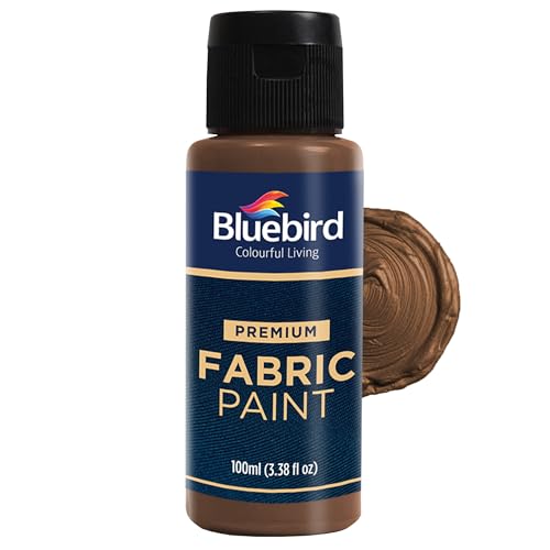 BLUEBIRD Fabric Paint, Coffee, 3.4 Fl Oz, Permanent Fabric Paints for Clothes, Furniture Upholstery - Image 1