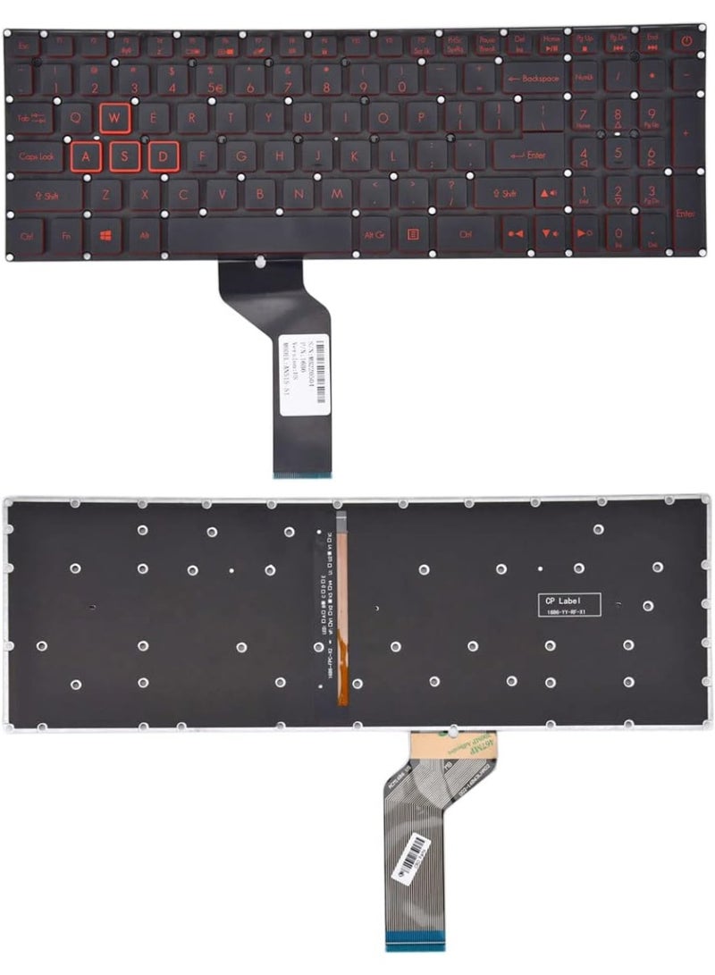 Terabyte Replacement Keyboard for Acer Nitro 5 AN515-51 AN515-31 AN515-53 AN515-52 AN515-53-52FA, AN515-42 AN515-41 AN515-41-19HM N17C1 N16C7 Series Laptop with Red Frame Backlit US Layout - Image 4