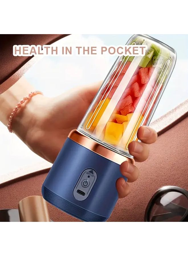 USB Mini Blender Cup 20000 RPM 6 Blade Portable Handheld Smoothie Maker Blue - Image 4