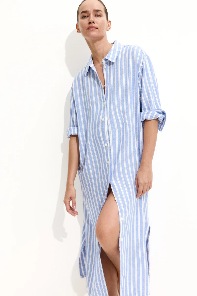 H&M MAMA Linen-blend shirt dress