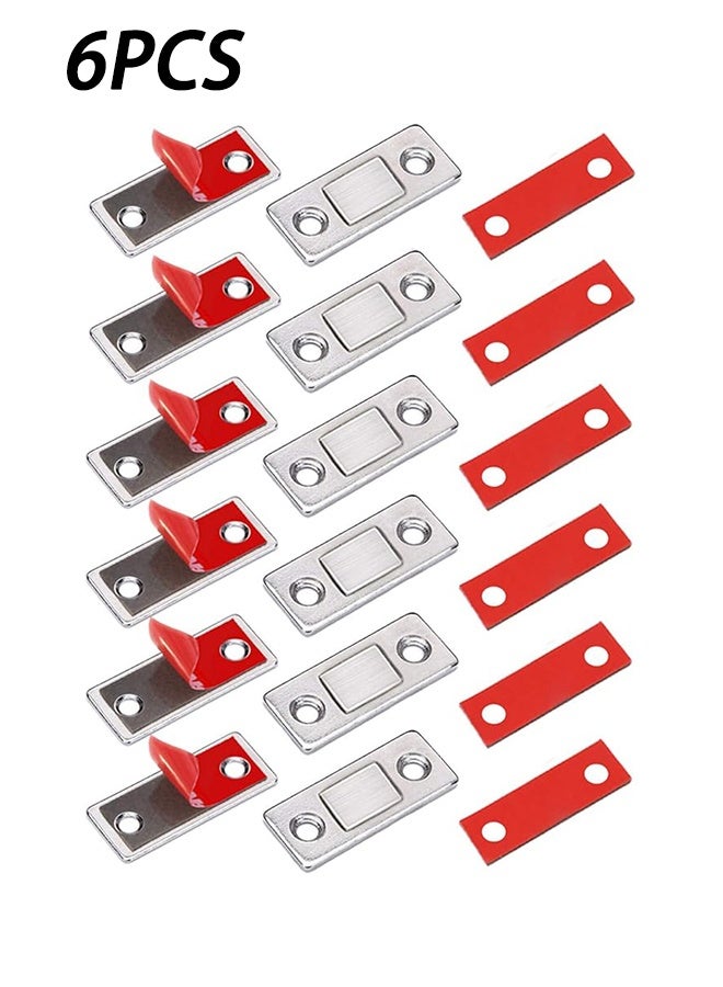 6 قطع خزانة مجموعة أدوات الصيد المغناطيسي ، الصيد المغناطيسي لباب الخزانة الرقيق للغاية للدرج ، المغناطيس ، مزلاج خزانة لاصقة ، إغلاق مغناطيسي لخزانة المطبخ وإغلاق الباب ، قرب الباب المغناطيسي (فضي / أحمر) - Image 1