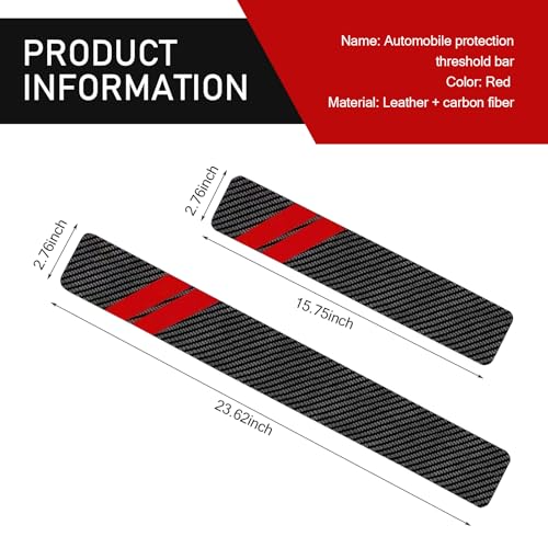 Ferianl 4PCS Door Sill Protector Compatible with Dodge Charger Challenger, Fiber Leather Door Sill Guard Decoration Stickers, Universal for SUV, Sedan (Red & Black) - Image 2